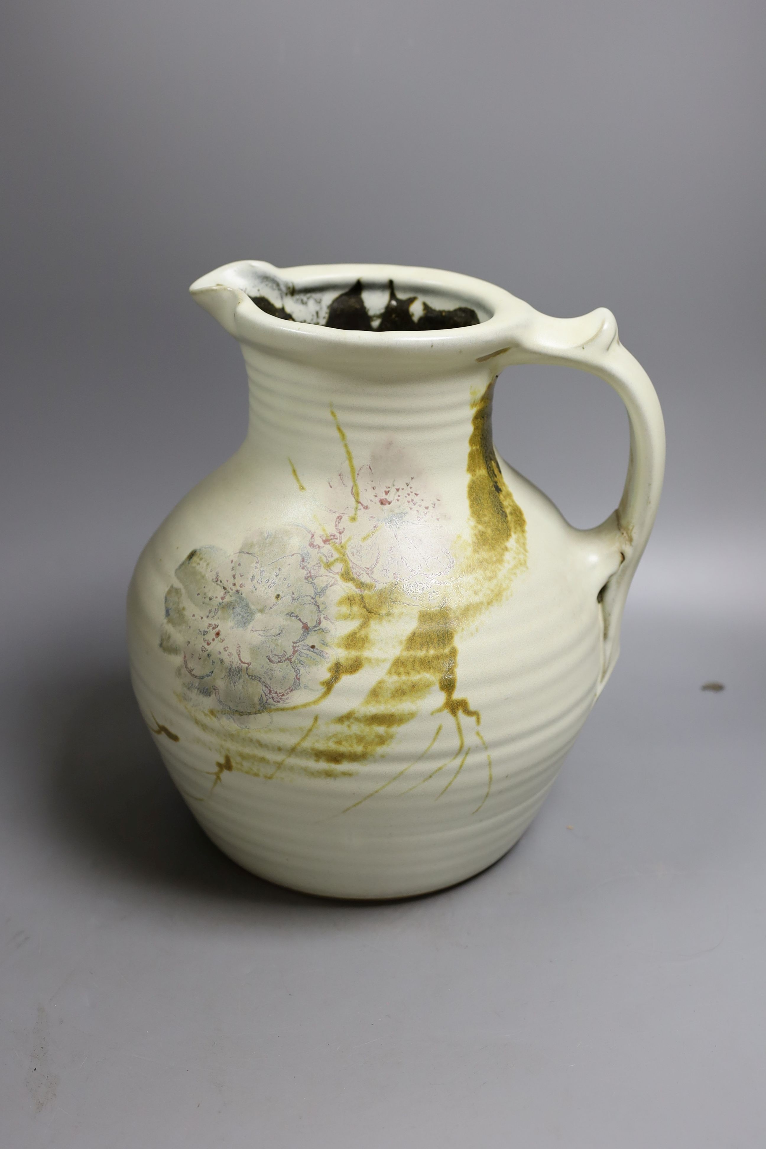 David Eeles, studio pottery jug, impressed mark DE, 32cm